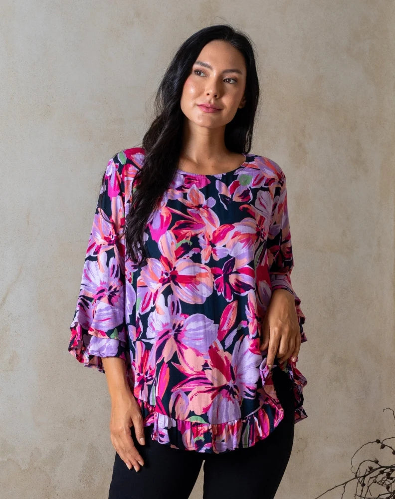 Bee Maddison FELICITY TOP - LILAC FLORAL