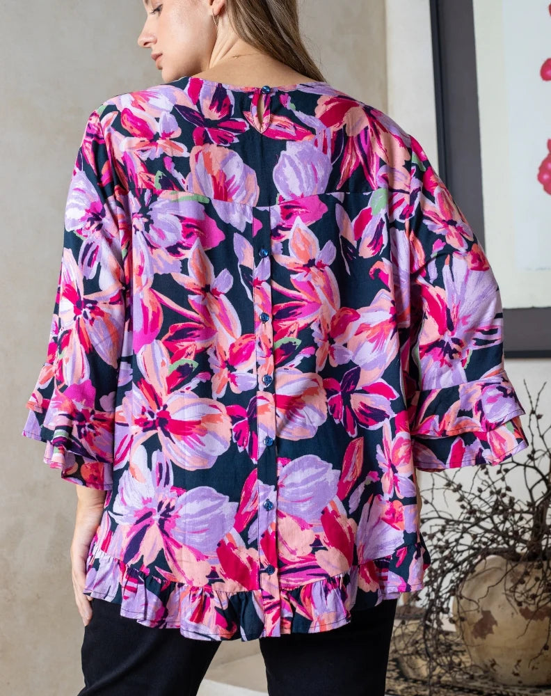 Bee Maddison FELICITY TOP - LILAC FLORAL