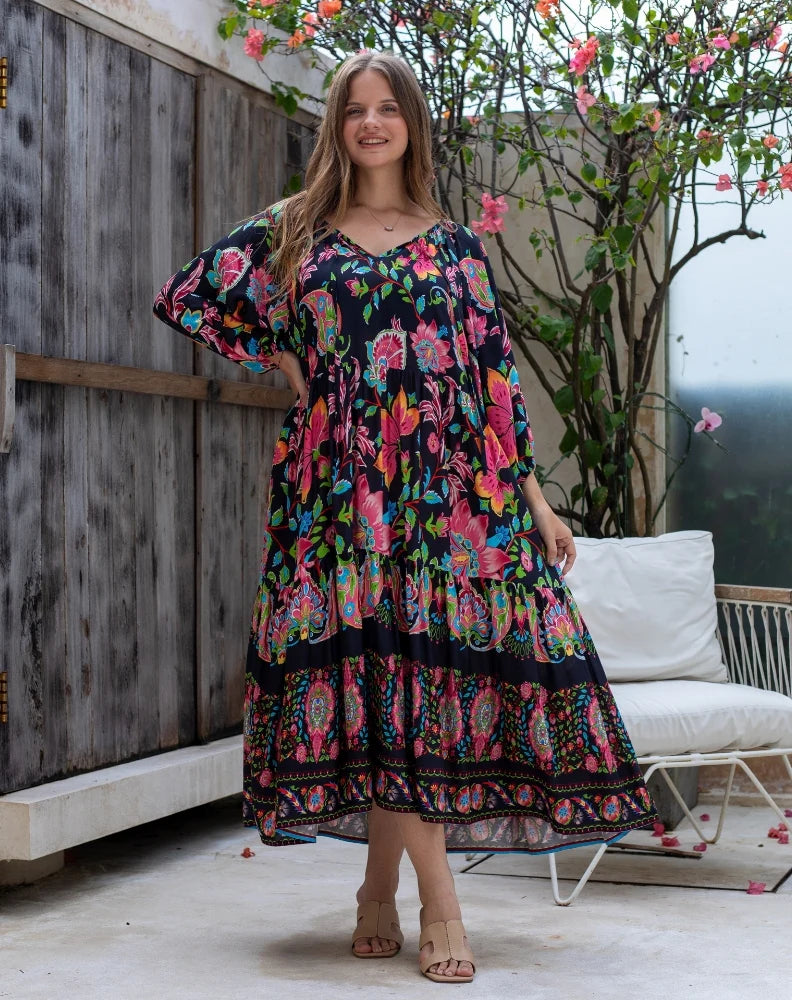 Bee Maddison JACINTA DRESS - BLACK FLORAL