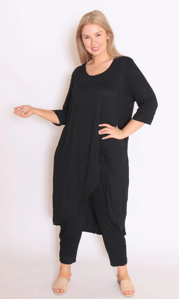 Cotton Village | Hi Lo Split Top - Black