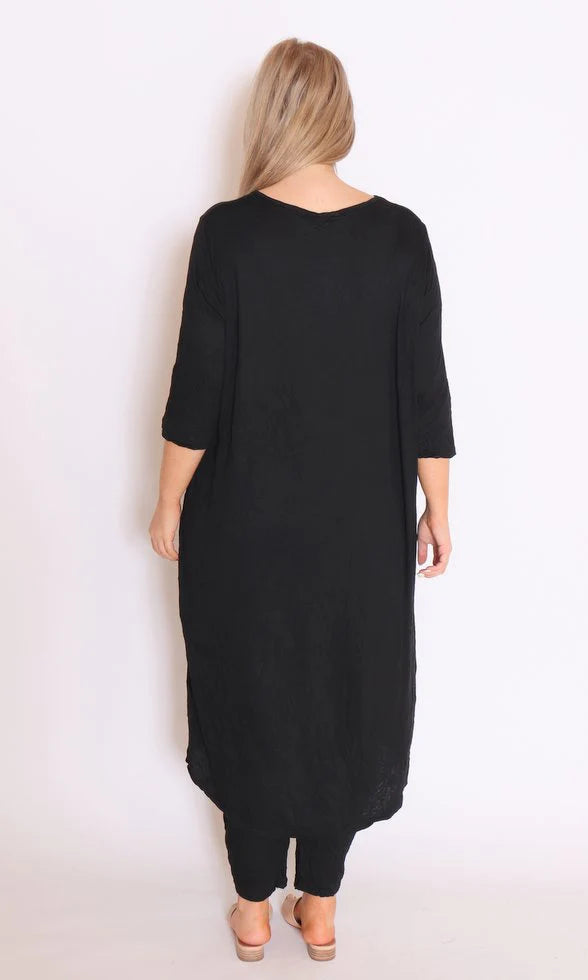 Cotton Village | Hi Lo Split Top - Black