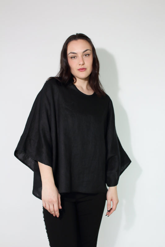 JACLYN M Oliver Linen Top - Black