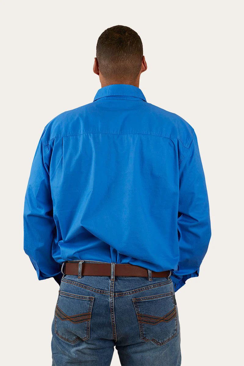 Ringers Western - King River Mens Half Button Work Shirt | Blue