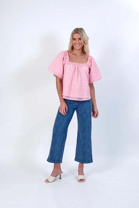 Knewe - Parade Top | Pink Check