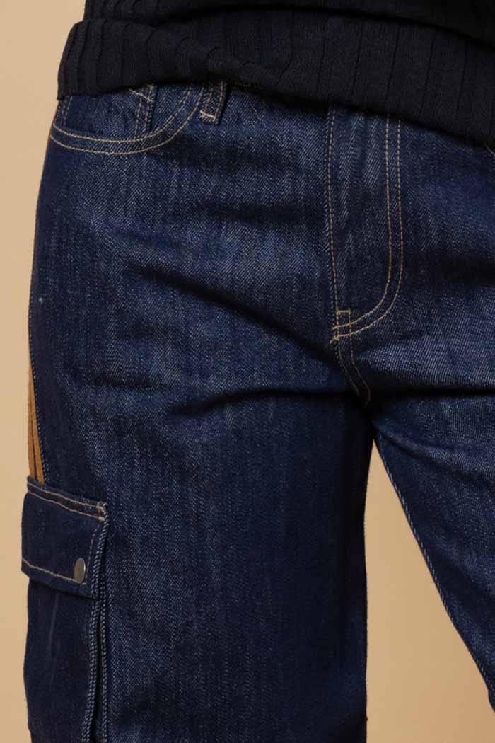 Honey Denim | Kayla Jean - Dark Blue, Camel Stripe