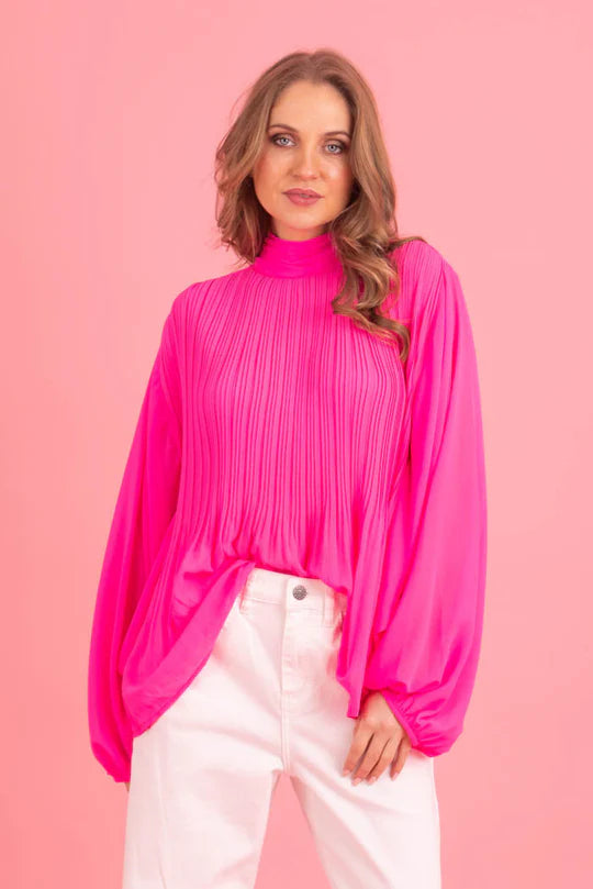 Augustine | Lulu Pleated Blouse Pink