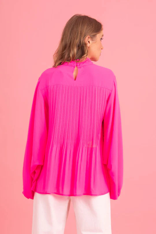 Augustine | Lulu Pleated Blouse Pink