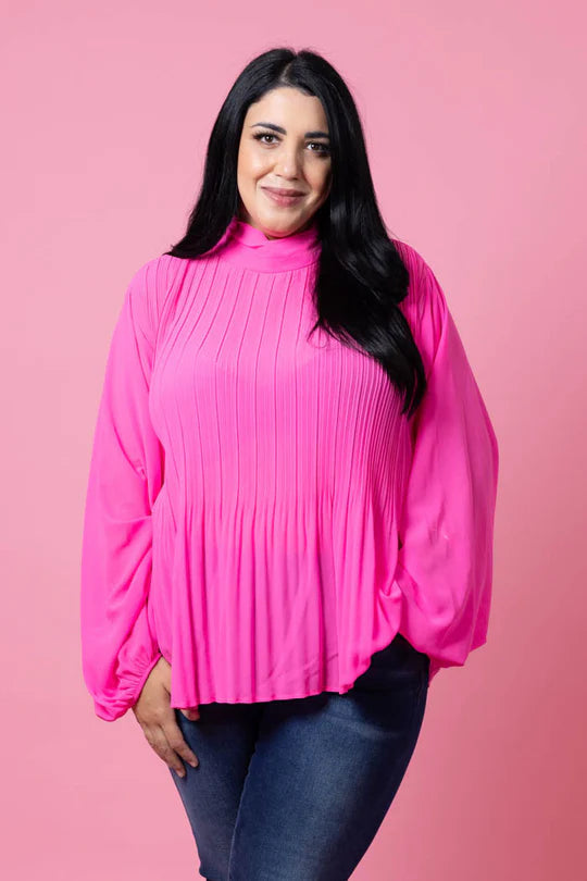 Augustine | Lulu Pleated Blouse Pink