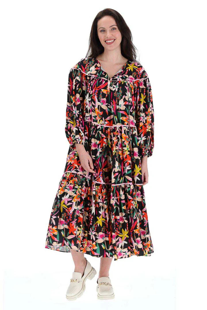 Augustine | Malva Midi Dress Black Print