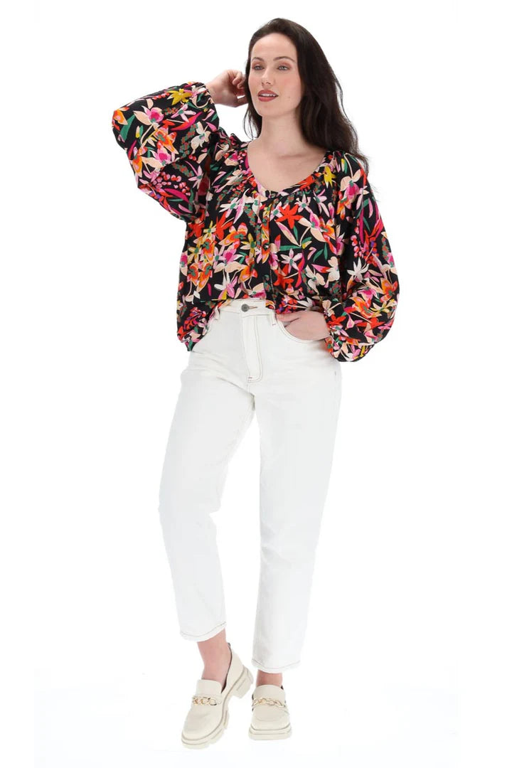 Augustine | Mia Top Black Print