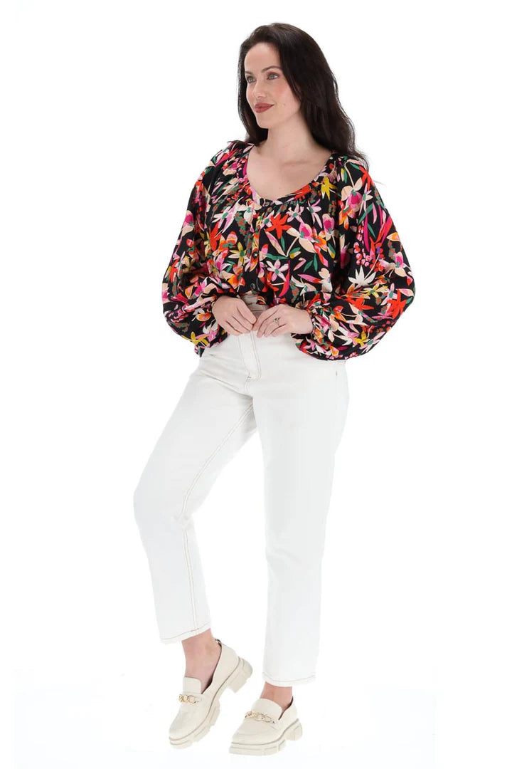 Augustine | Mia Top Black Print