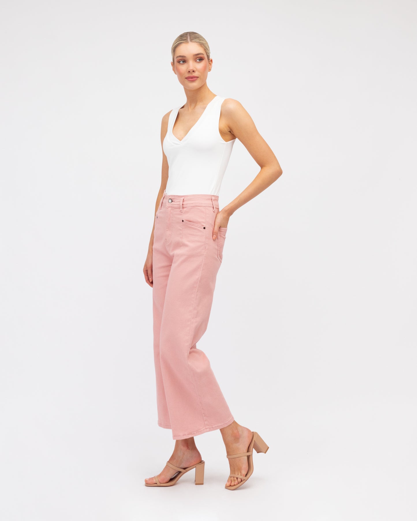 Paper Hearts | Wide Leg Jeans - Rosewater