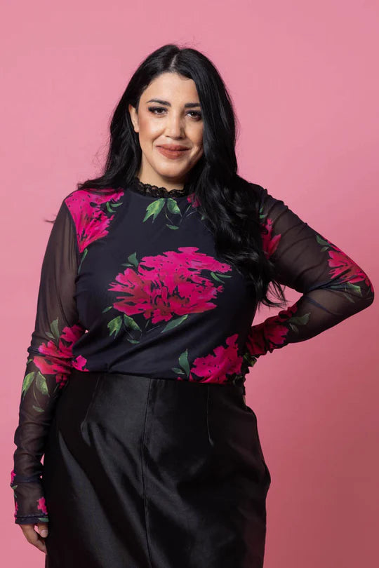 Augustine Katie Top Black Floral