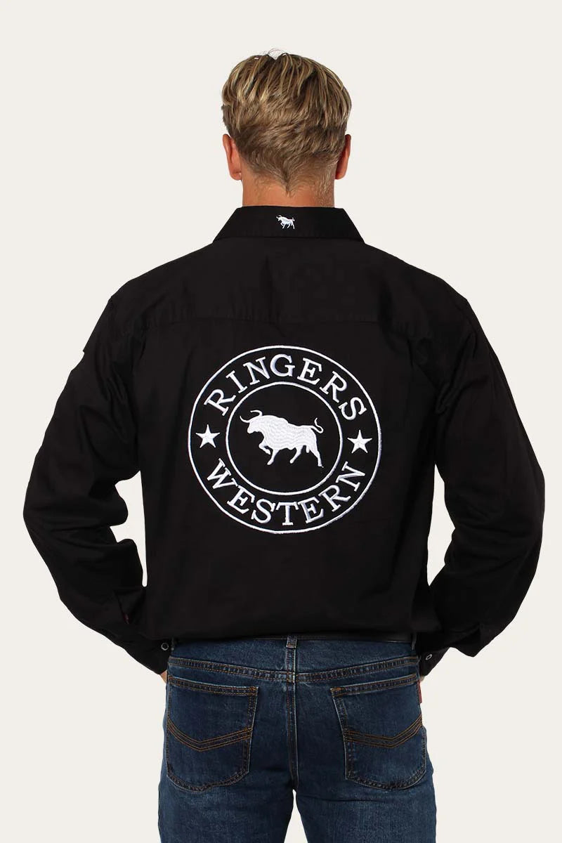 HAWKEYE MENS FULL BUTTON WORK SHIRT -Black