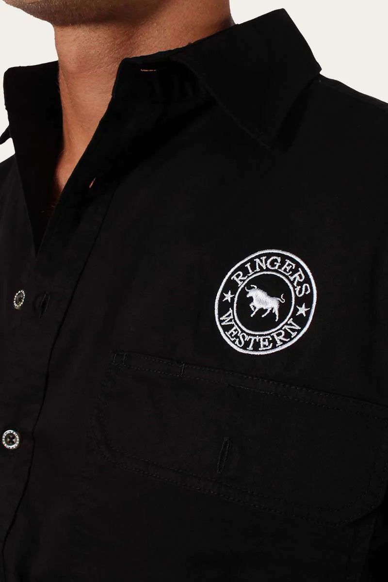 HAWKEYE MENS FULL BUTTON WORK SHIRT -Black