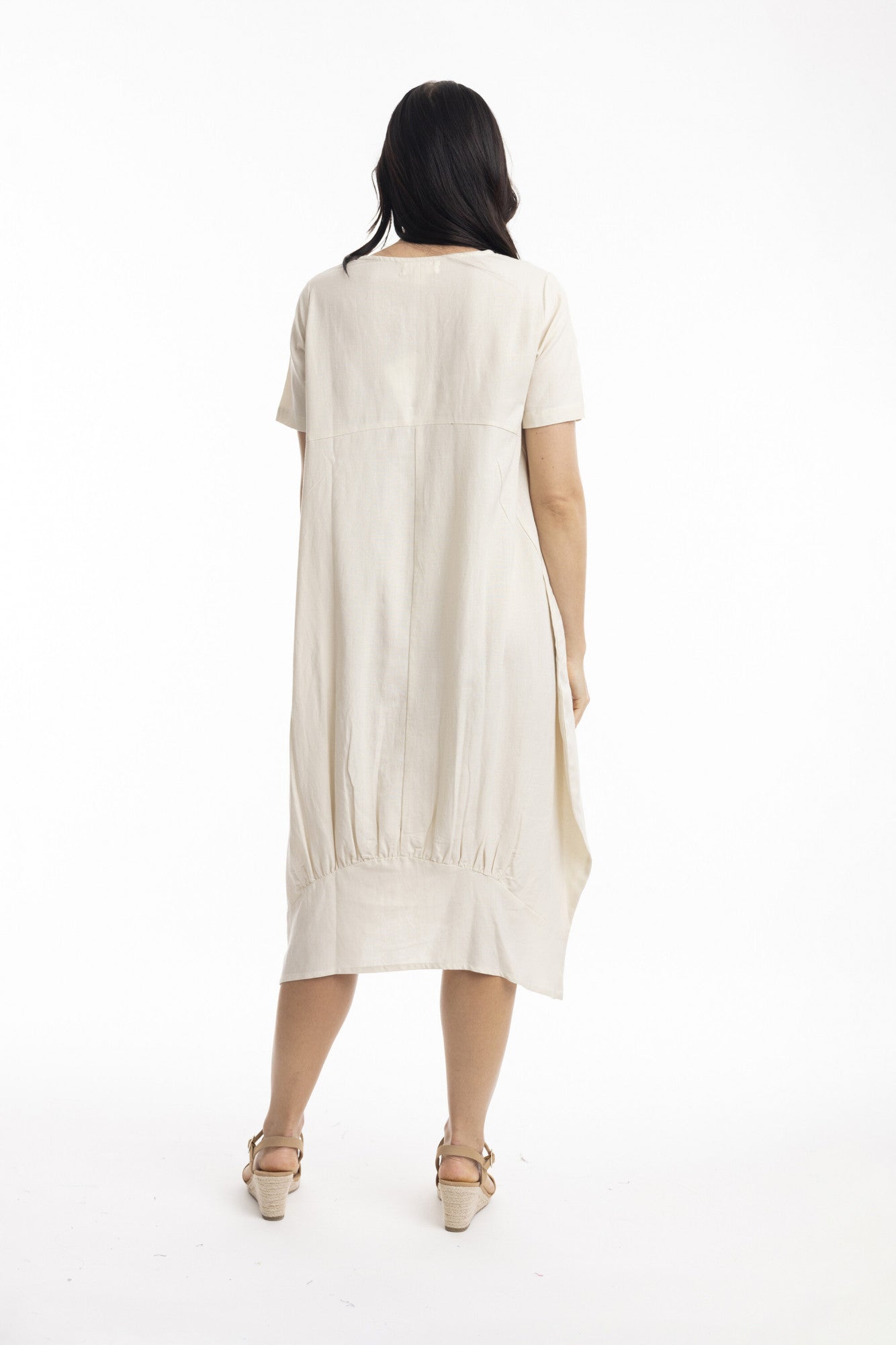 Orientique | Essentials Linen Blend Bubble Dress - Sand