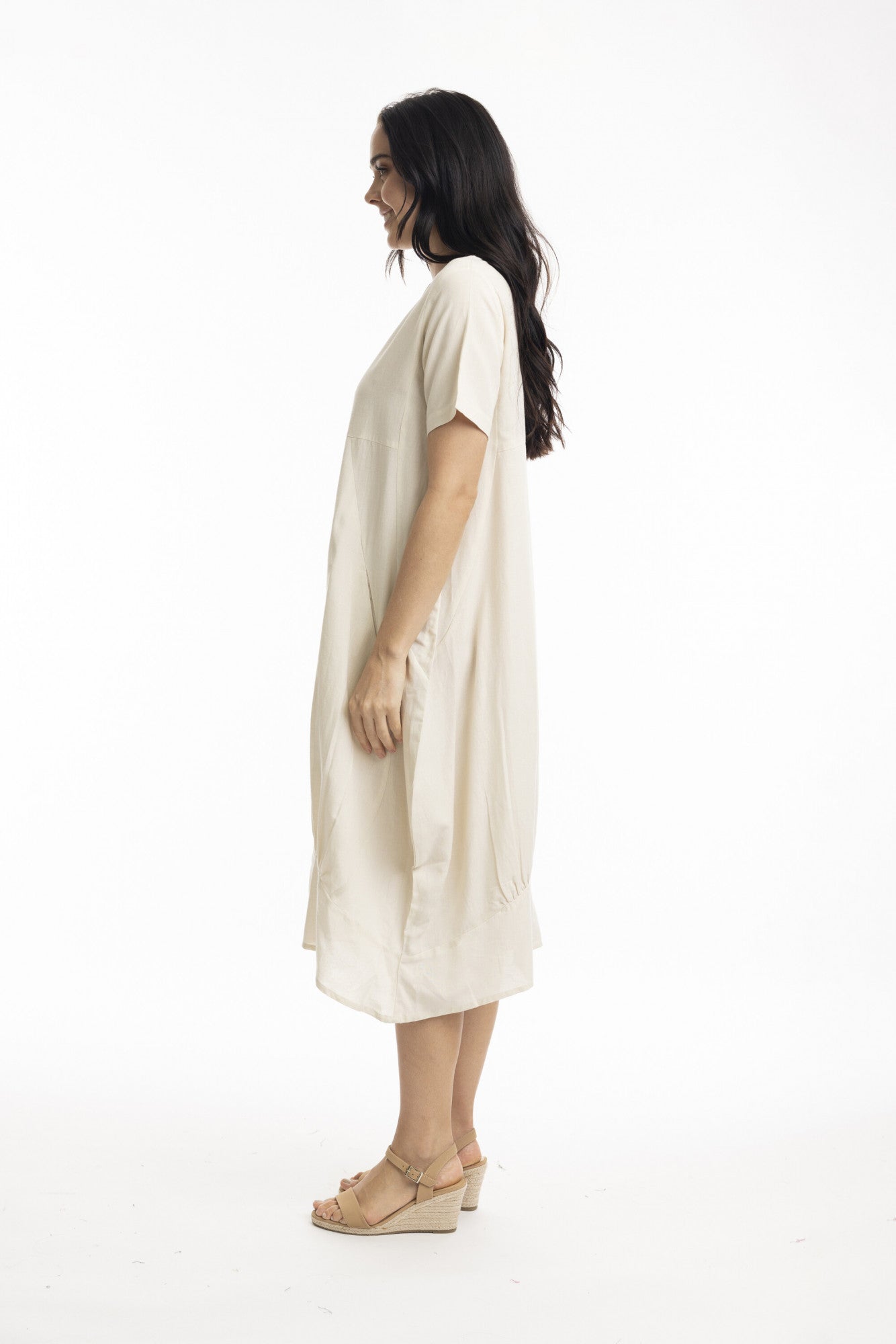 Orientique | Essentials Linen Blend Bubble Dress - Sand