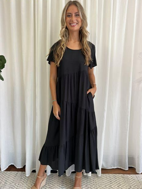Grace & Co - Tiered Dress | Black – Style358