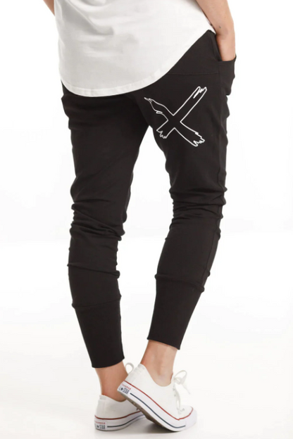 Homelee - Apartment Pants - Winter Weight - Black with white X outline