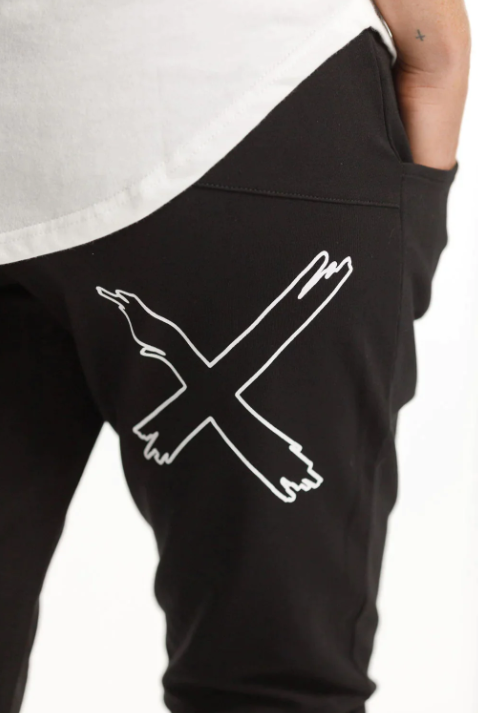 Homelee - Apartment Pants - Winter Weight - Black with white X outline