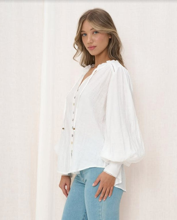 Iris Maxi | White Detailed Blouse