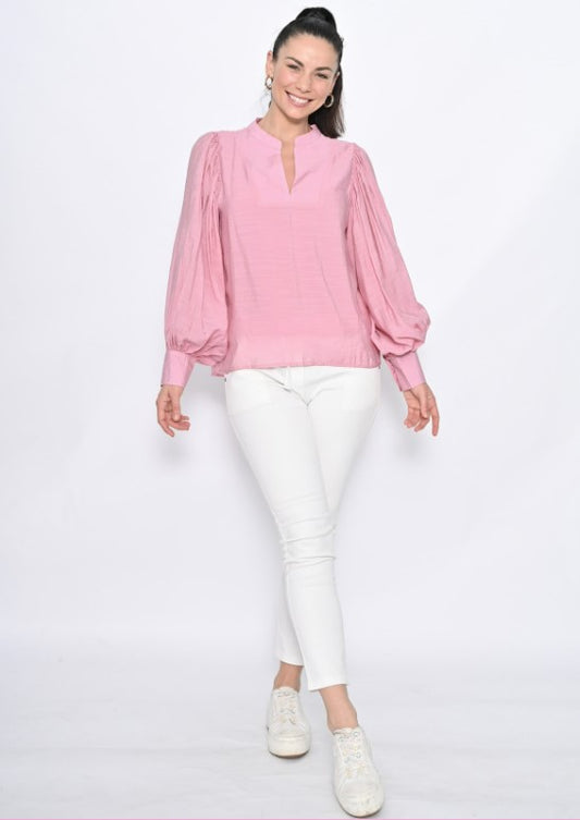 Cali & Co | Balloon Sleeved blouse - Pink