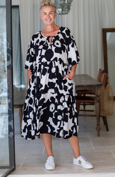 Bee Maddison | Jacinta Dress - Black/White Floral