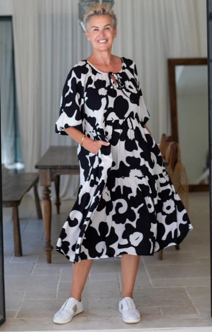 Bee Maddison | Jacinta Dress - Black/White Floral