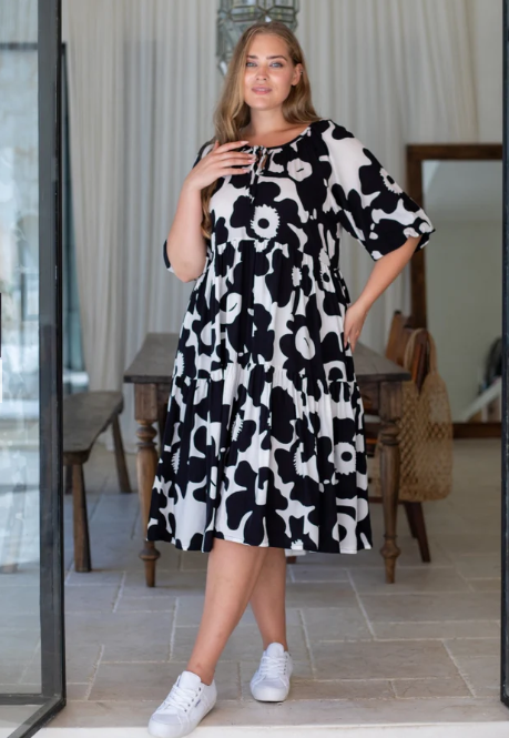 Bee Maddison | Jacinta Dress - Black/White Floral