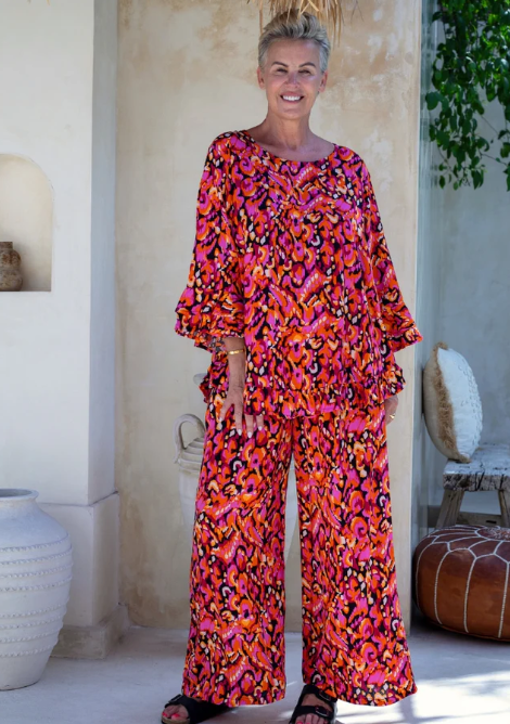 Bee Maddison | Felicity Top - Orange/Black Multi