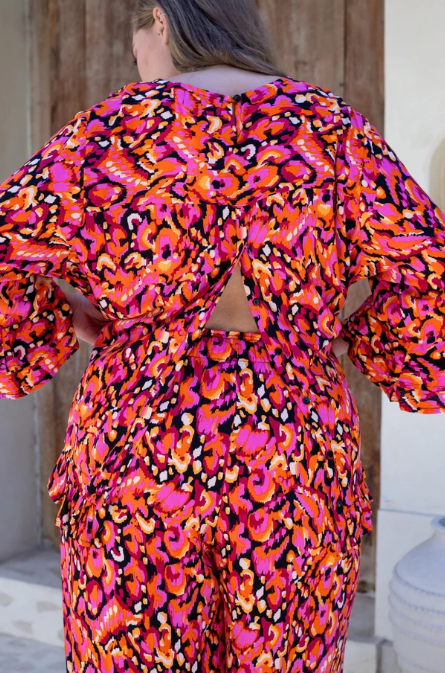 Bee Maddison | Felicity Top - Orange/Black Multi