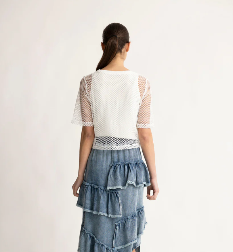 TwoByTwo | Essentials  Arrow Mesh Top - White