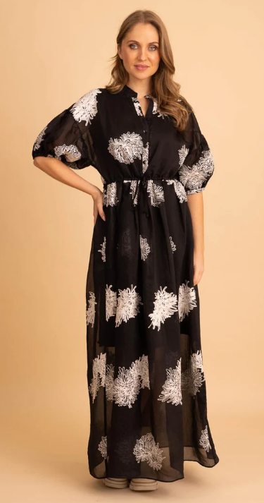 AMAYA | Sally Shirt Dress Black Embroidered