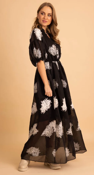 AMAYA | Sally Shirt Dress Black Embroidered