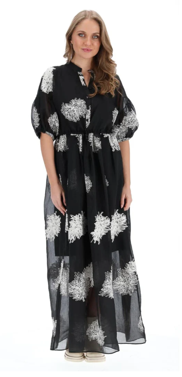 AMAYA | Sally Shirt Dress Black Embroidered
