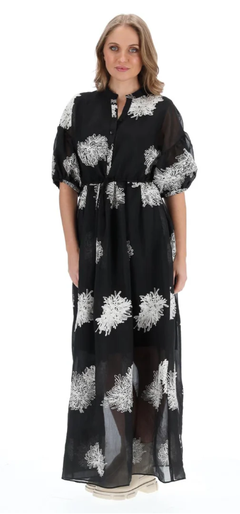 AMAYA | Sally Shirt Dress Black Embroidered