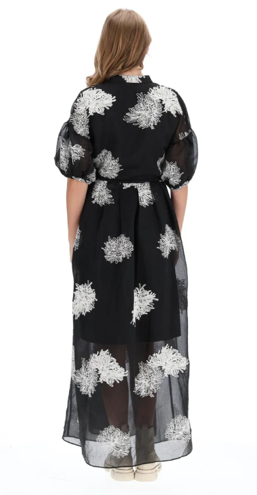 AMAYA | Sally Shirt Dress Black Embroidered