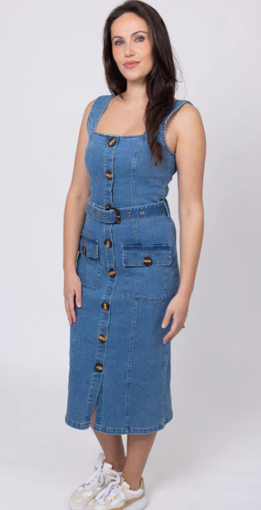 Augustine Honey Denim - MANDY DENIM MIDI DRESS