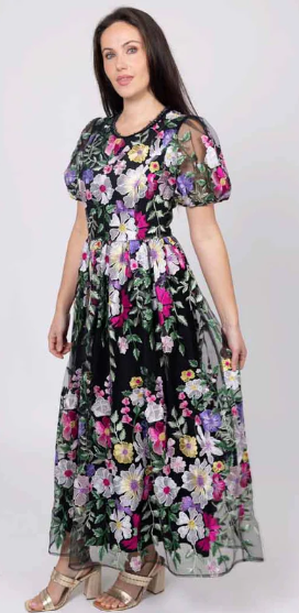 Augustine - KYLIE EMBROIDERED MAXI DRESS BLACK FLORAL