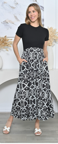 New U Black and white Dress