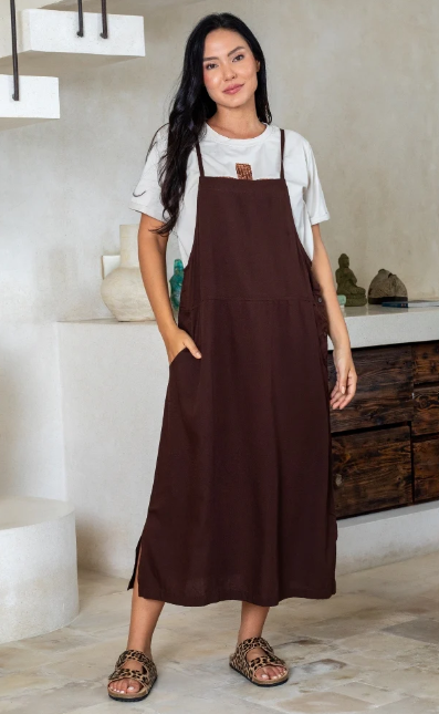 FREEZ - Apron Dress | Chocolate