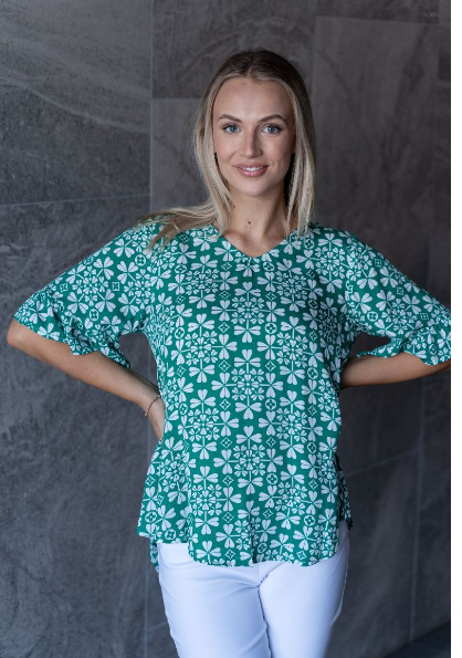 Willow Tree Green and white Top