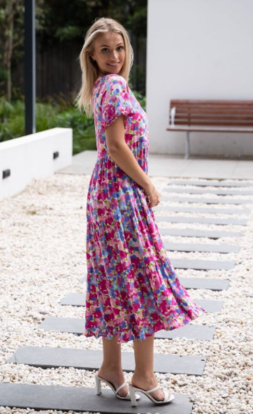 Willow Tree | Hot pink Print Tiered Dress