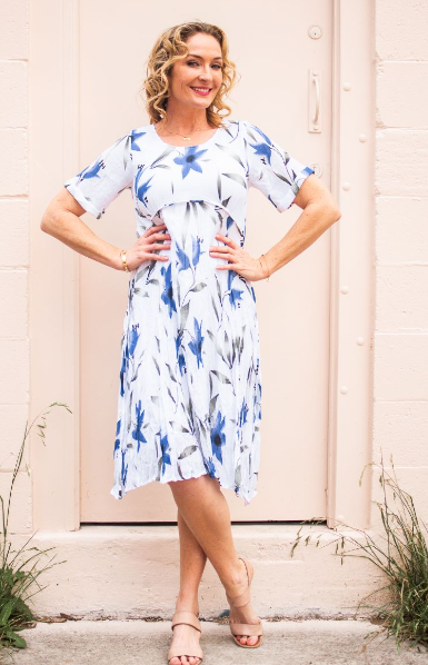 Willow Tree | Panel Dress - White patterned Blue
