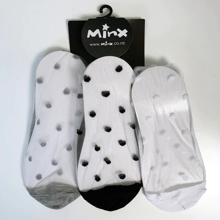 MINX - Spot Sock Sheer 3 pack | Black/White/Grey