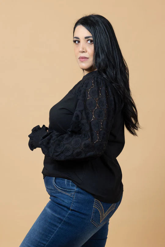 Charlo | Tommy Embroidered Top - Black