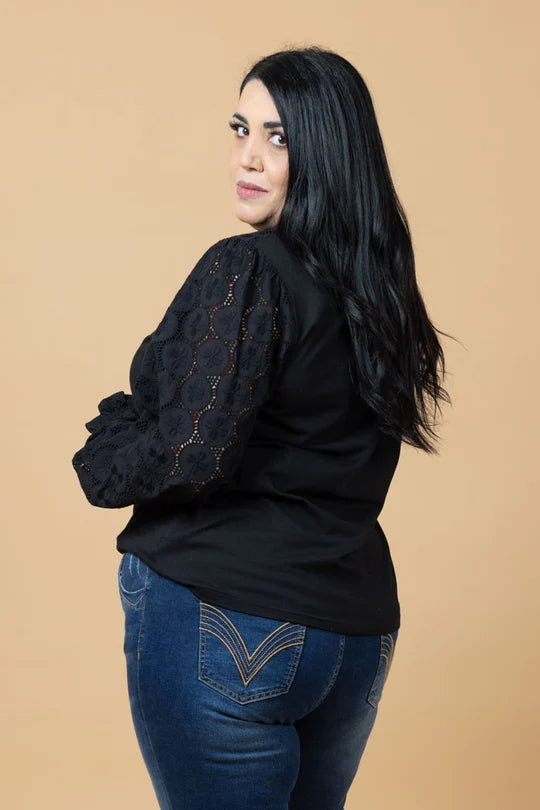 Charlo | Tommy Embroidered Top - Black