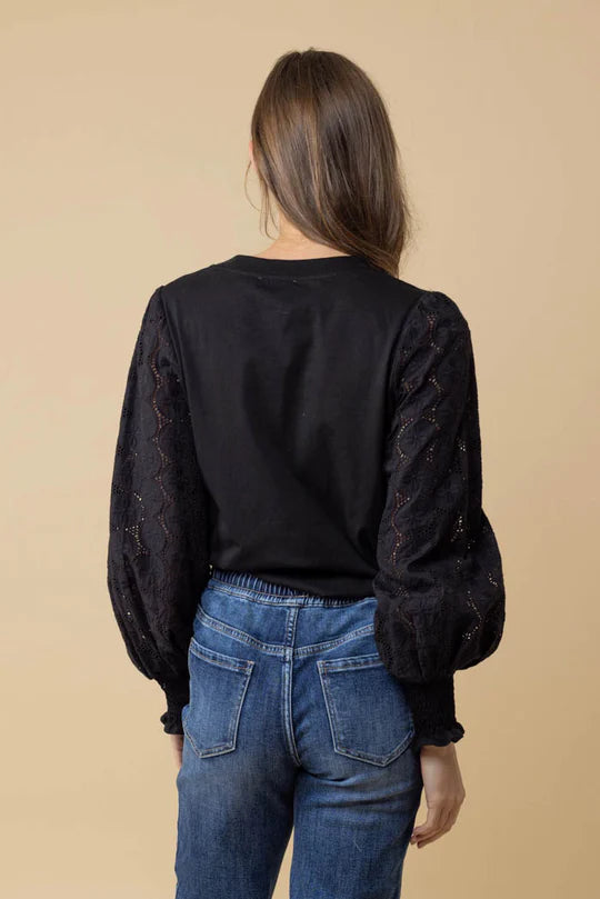 Charlo | Tommy Embroidered Top - Black