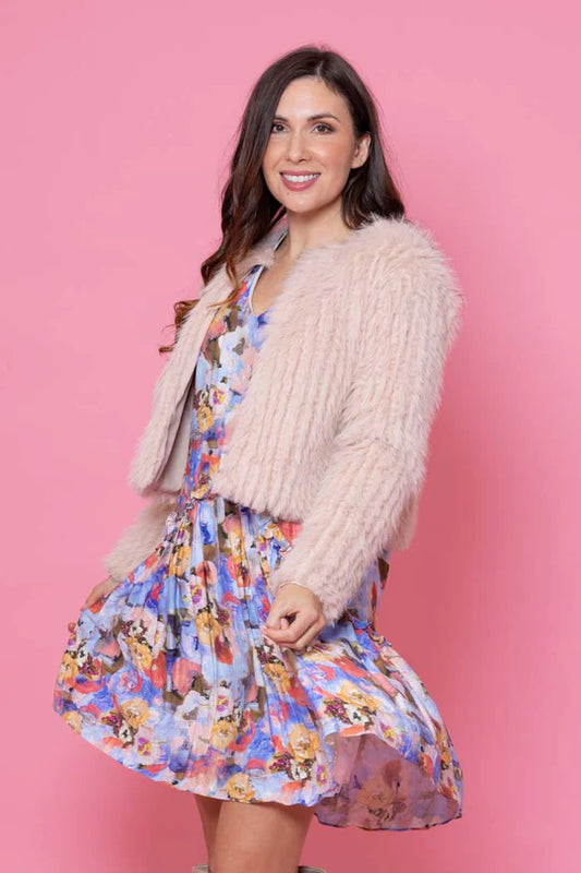 Augustine | Zoe Fur Jacket - Blush