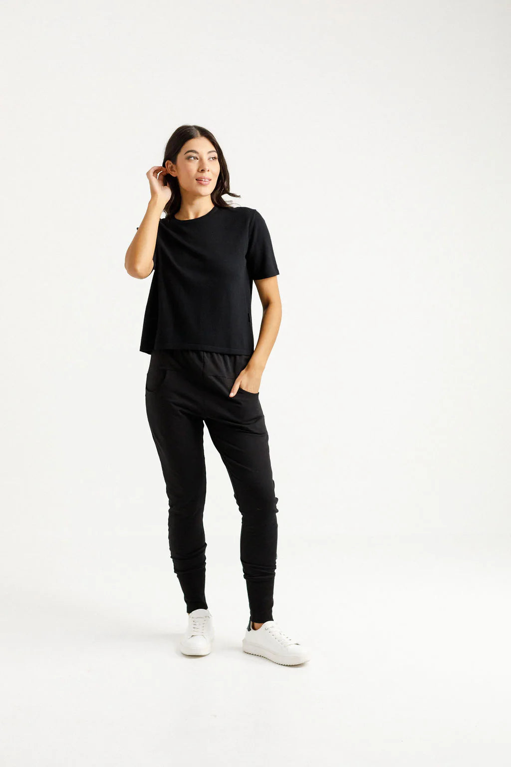 Homelee | Apartment Pants - Winter Weight - Black with Orchid Damask X